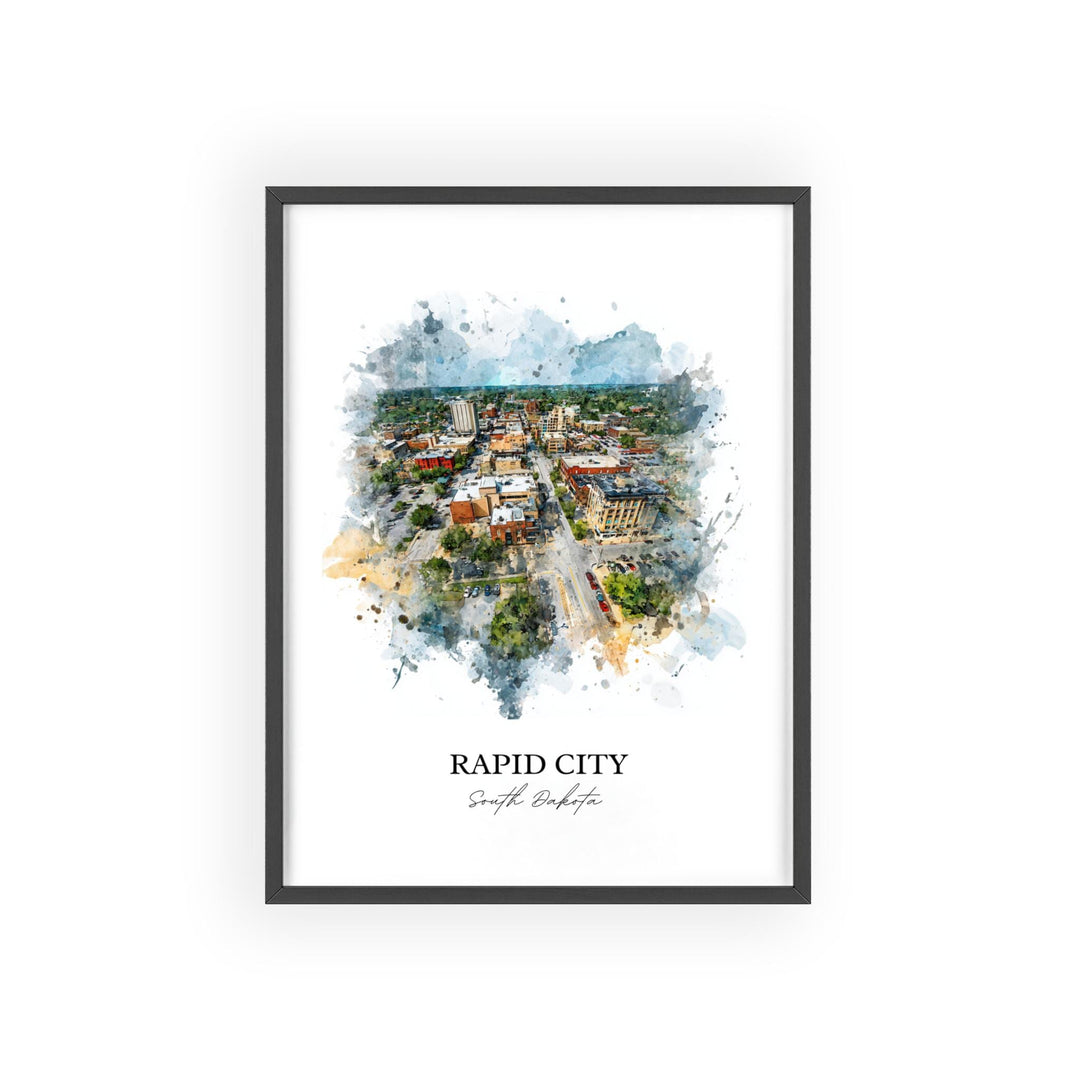 Rapid City, South Dakota – Watercolor Art Print