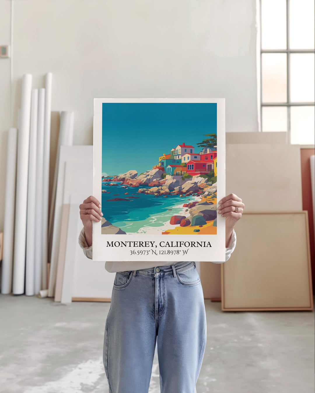 Monterey California Art, Monterey CA Retro Travel Art, California Decor, Monterey CA Gift, Travel Art, Travel Prints, Housewarming Gift