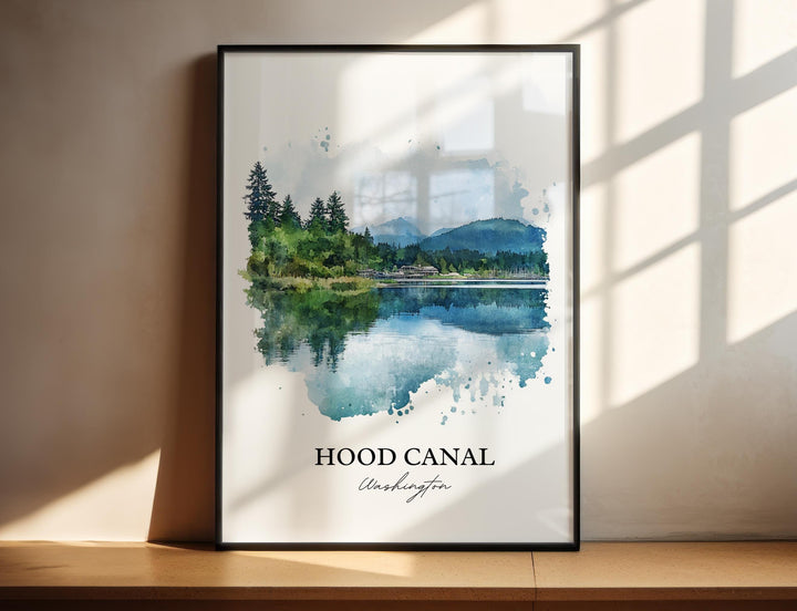 Hood Canal Wall Art, Floating Bridge Print, Hood Canal WA Watercolor Art, Hood Canal WA Gift, Travel Print, Travel Poster, Housewarming Gift