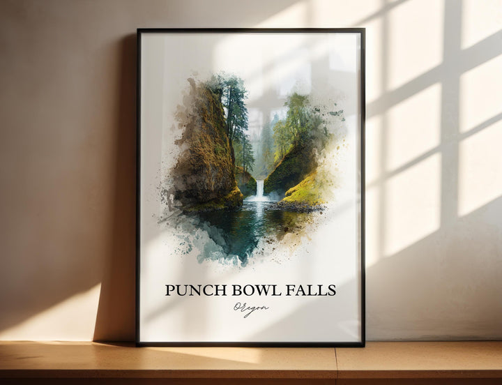 Punch Bowl Falls Wall Art, Columbia River Gorge Print, Oregon Art, Punch Bowl Falls Gift, Travel Print, Travel Poster, Housewarming Gift