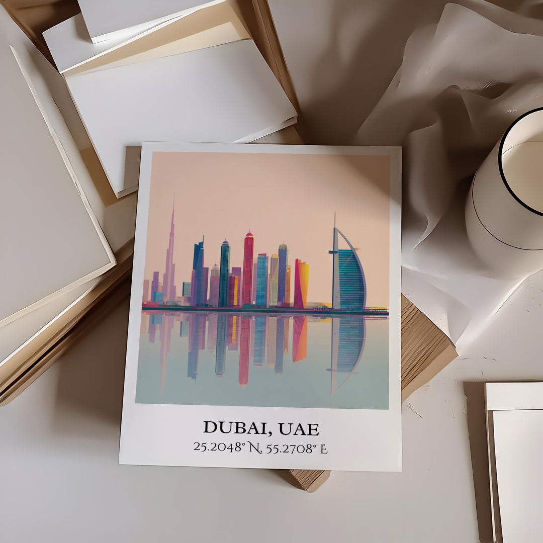 Dubai Art, Dubai UAE Retro Travel Art, Dubai Home Decor, United Arab Emirates Gift, Dubai UAE Travel Art, Duabi Print, Housewarming Gift