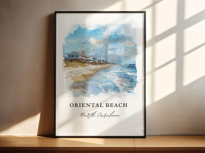 Oriental Beach NC Art, Oriental Beach Print, Pamlico NC Watercolor, John Bond Town Beach,