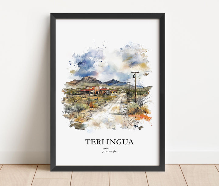 Terlingua TX Wall Art, Terlingua Print, Texas Watercolor Art, Terlingua Texas Gift, Travel Print, Travel Poster, Housewarming Gift