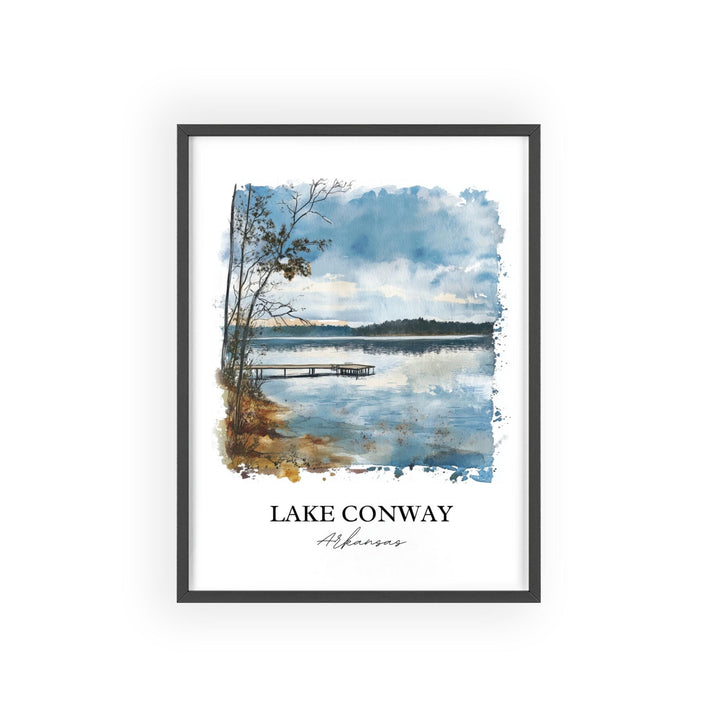 Lake Conway Wall Art, Arkansas Print, Arkansas Watercolor Art, Lake Conway Gift, Travel Print, Travel Poster, Housewarming Gift