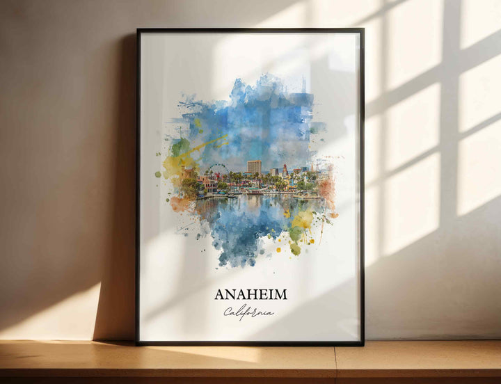 Anaheim CA Wall Art, Anaheim Print, Anaheim Watercolor Art, Anaheim California Gift, Travel Print, Travel Poster, Housewarming Gift