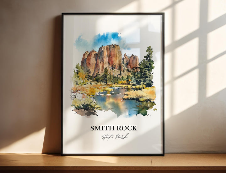 Smith Rock State Park Art, Deschutes County Print, Oregon Watercolor, Smith Rock Park Gift, Travel Print, Travel Poster, Housewarming Gift