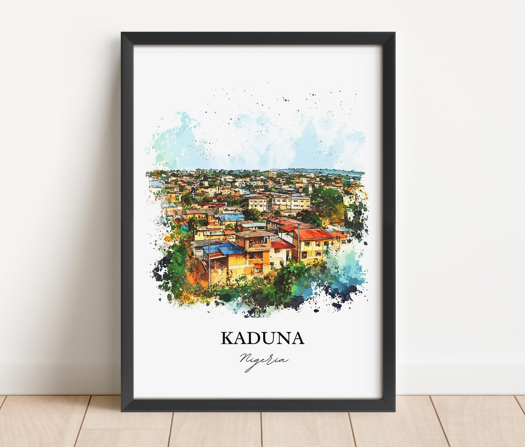 Kaduna Wall Art, Northern Nigeria Print, Nigeria Watercolor Art, Kaduna Nigeria Gift, Travel Print, Travel Poster, Housewarming Gift