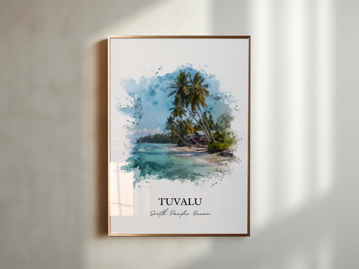 Tuvalu Wall Art, Tuvalu Print, Tuvalu Watercolor Art, Tuvalu Island Gift, Travel Print, Travel Poster, Housewarming Gift