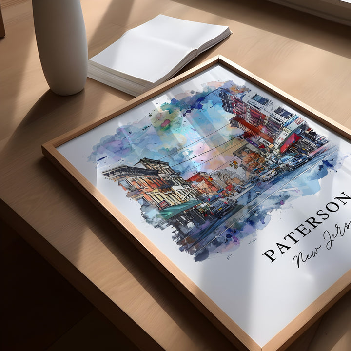 Paterson Wall Art, Paterson NJ Print, Paterson NJ Watercolor, Paterson New Jersey Gift,
