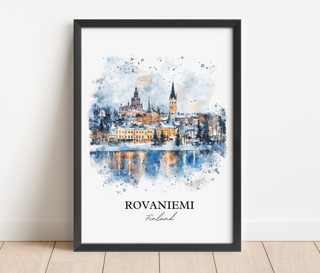 Rovaniemi Wall Art, Finland Print, Finland Watercolor Art, Rovaniemi Finland Gift, Travel Print, Travel Poster, Housewarming Gift