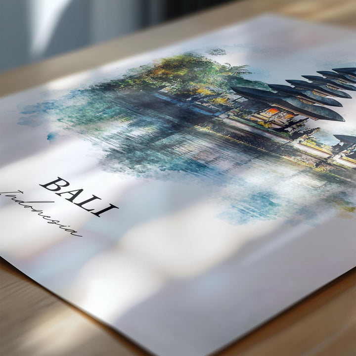 Bali Indonesia Wall Art, Bali Print, Indonesia Watercolor Art, Bali Indonesia Gift, Travel Print, Travel Poster, Housewarming Gift