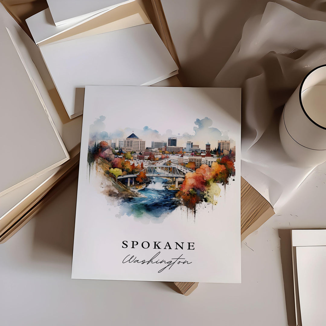 Spokane WA wall art - Washington, Spokane poster, Spokane Wedding gift, Spokane Birthday present, Custom Text, Personalized Gift