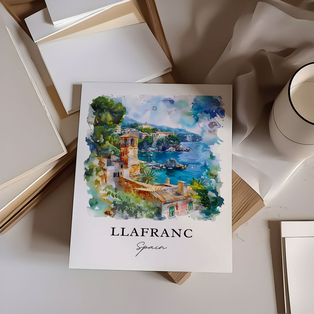 Llafranc Spain Wall Art, Llafranc Palafrugell Print, Girona Spain Watercolor, Llafranc Gift,