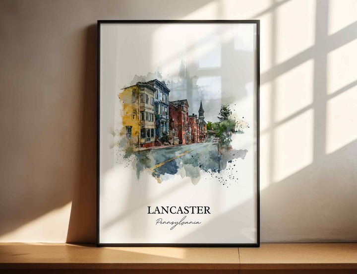 Lancaster PA Wall Art, Lancaster Print, Pennsylvania Watercolor Art, Lancaster County Gift, Travel Print, Travel Poster, Housewarming Gift