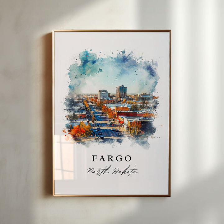 Fargo ND wall art - North Dakota, Fargo print, Fargo North Dakota Wedding gift, Birthday present, Custom Text, Perfect Gift