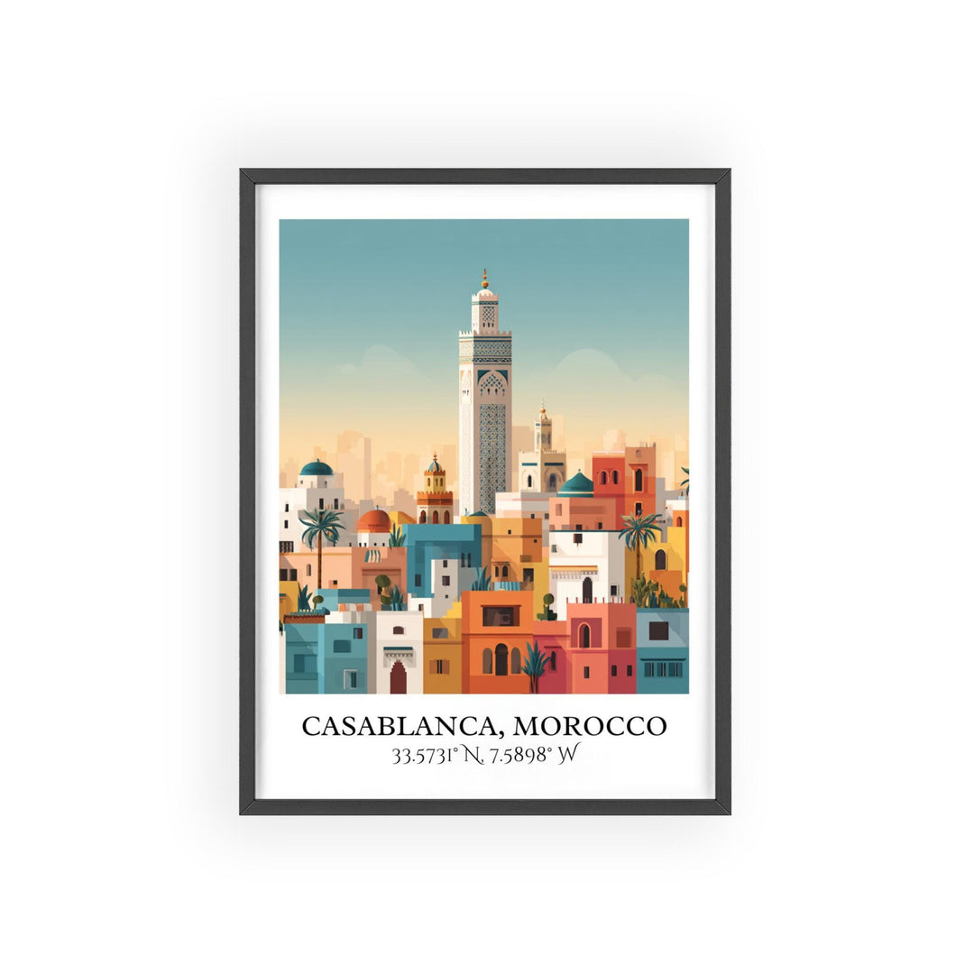 Casablanca Art, Casablanca Retro Travel Art, Casablanca Morocco Decor, Morocco Gift, Morocco Travel Art, Travel Prints, Housewarming Gift