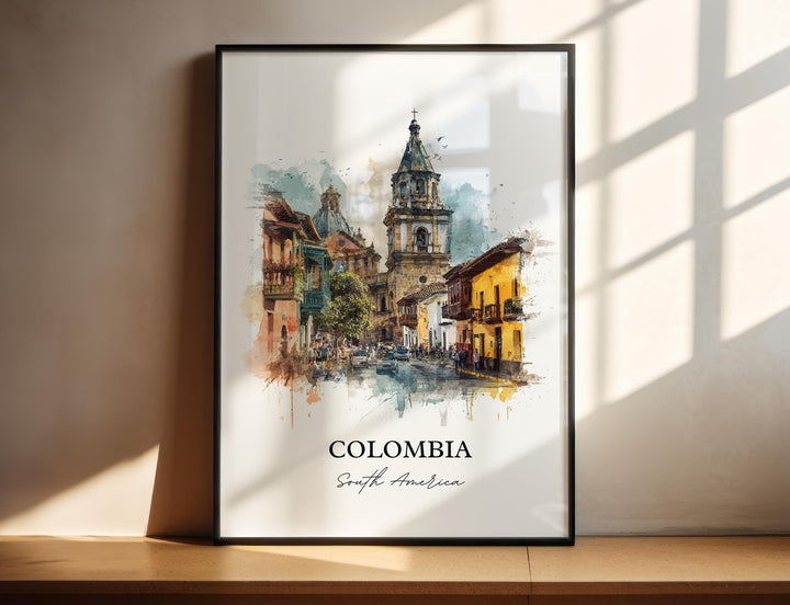 Colombia Wall Art, Colombia Print, Colombia Watercolor Art, Colombia Country Gift, Travel Print, Travel Poster, Housewarming Gift