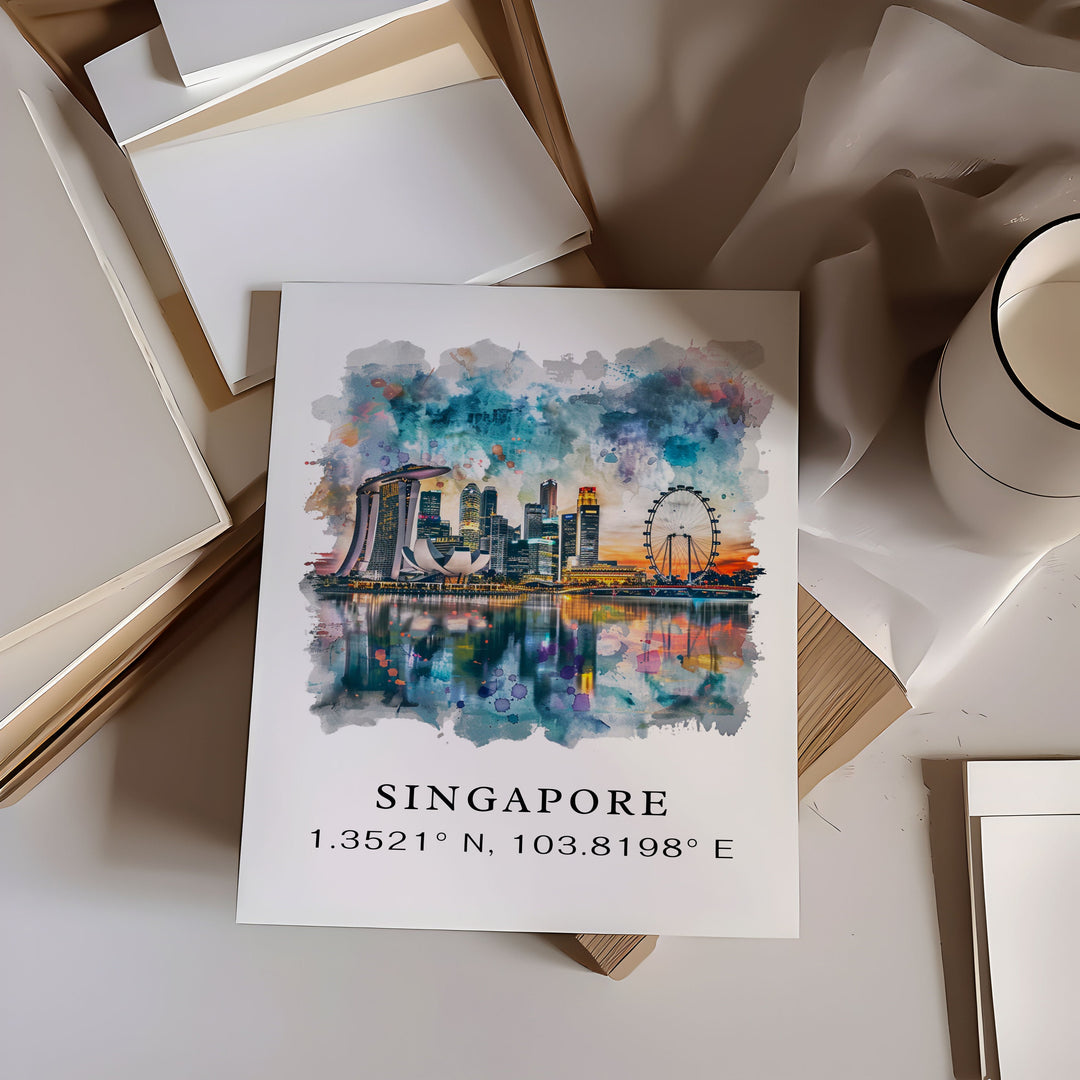 Singapore Coordinates Art Print, Singapore Print, Asia Wall Art, Singapore Gift, Travel Print, Travel Poster, Travel Gift, Housewarming Gift