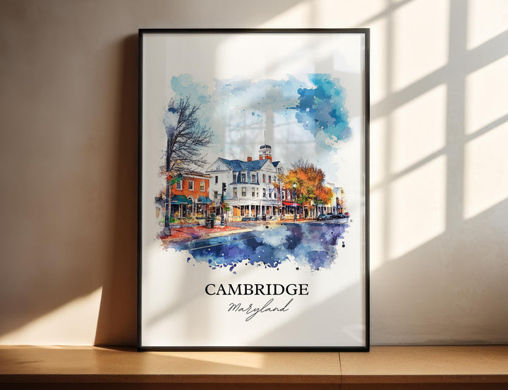 Cambridge MD Wall Art, Cambridge MD Print, Maryland Watercolor Art, Dorchester County Gift, Travel Print, Travel Poster, Housewarming Gift