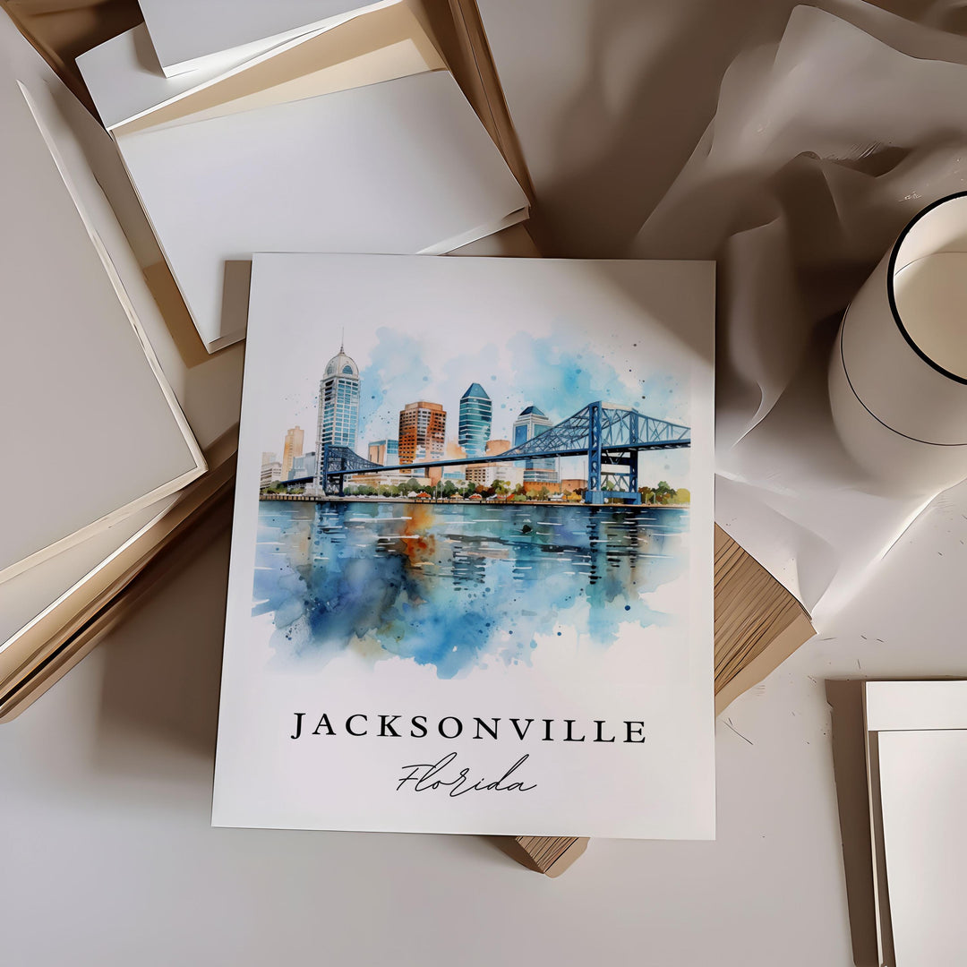 Jacksonville FL Art, Jacksonville Print, Jacksonville Watercolor Art, Jacksonville FL Gift,