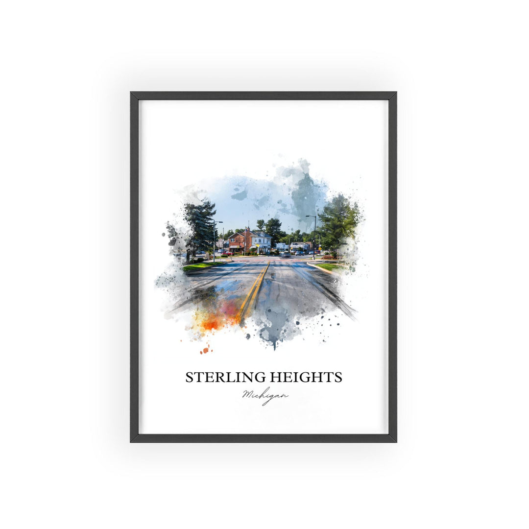 Sterling Heights, Michigan – Watercolor Art Print