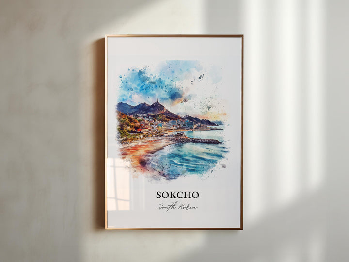 Sokcho-si Wall Art, Sokcho-si Print, South Korea Watercolor Art, Sokcho Gift, Travel Print, Travel Poster, Housewarming Gift