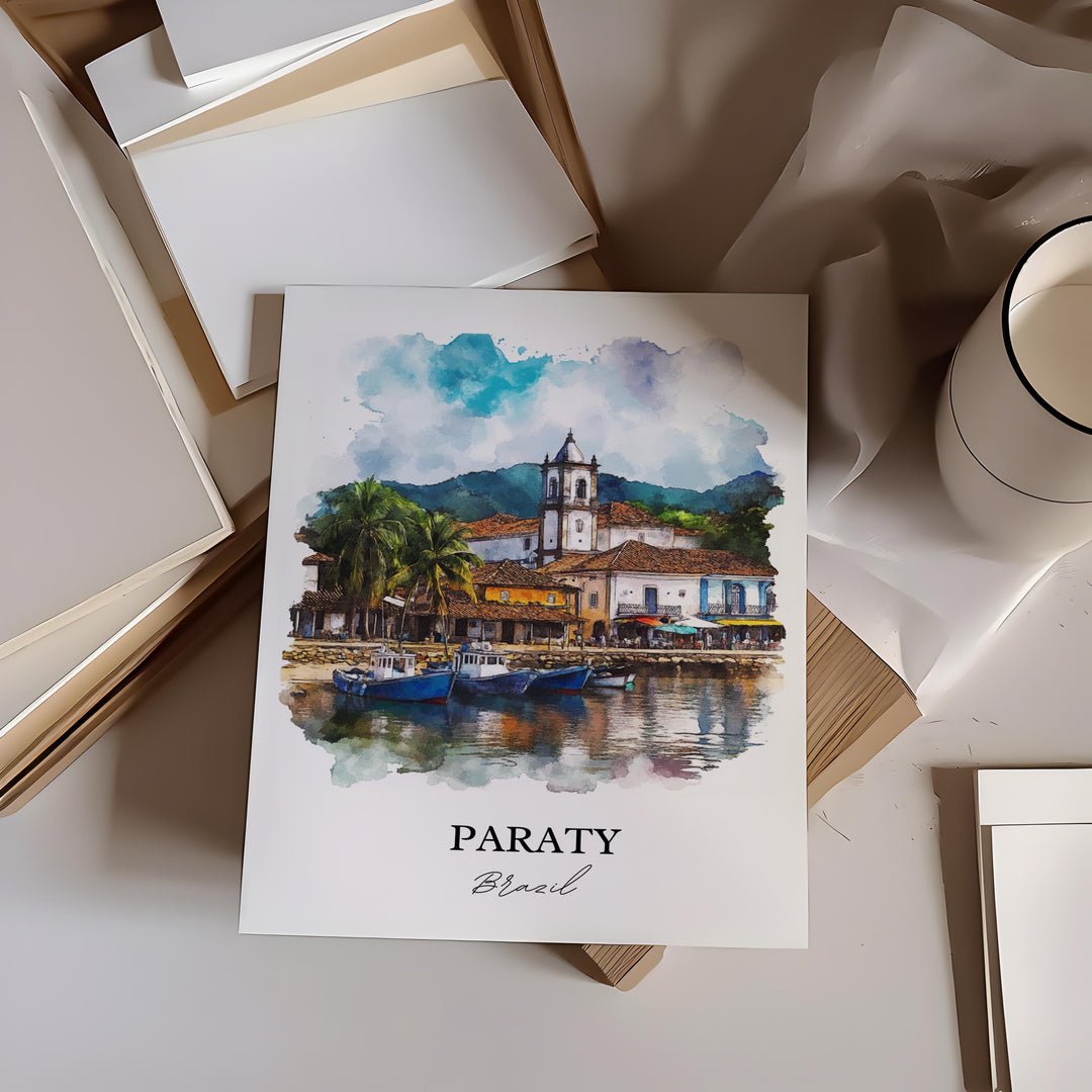 Paraty Brazil Wall Art, Costa Verde Brazil Print, Brazil Watercolor Art, Paraty Brazil Gift, Travel Print, Travel Poster, Housewarming Gift