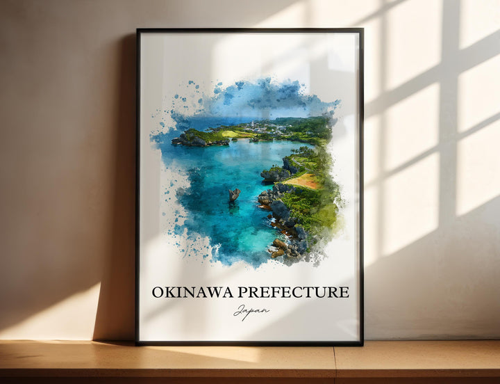 Okinawa Wall Art, Okinawa Print, Okinawa Watercolor Art, Okinawa Japan Gift, Japan Travel Print, Travel Poster, Housewarming Gift