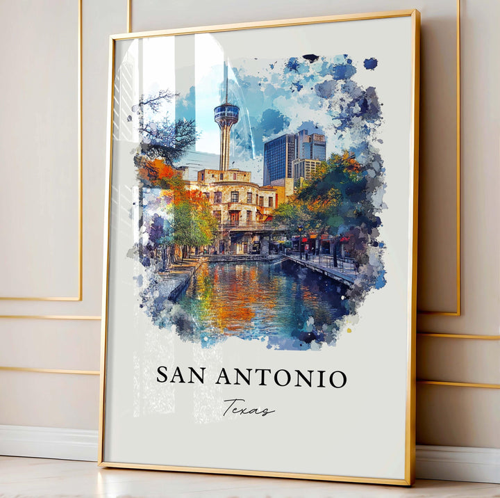 San Antonio Wall Art, San Antonio TX Print, San Antonio Watercolor Art, San Antonio Gift, Travel Print, Travel Poster, Housewarming Gift