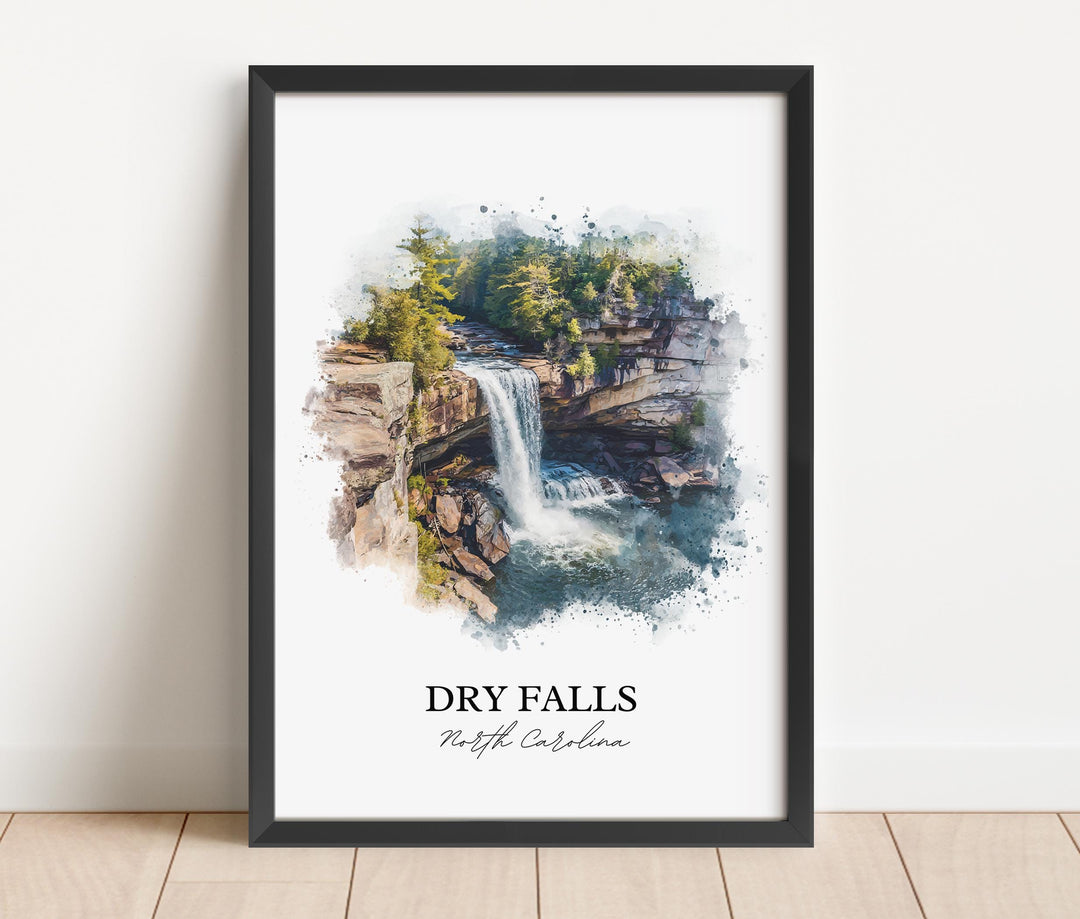 Dry Falls NC Wall Art, Nantahala Forest Print, Highlands NC Watercolor Art, Dry Falls Gift, Travel Print, Travel Poster, Housewarming Gift