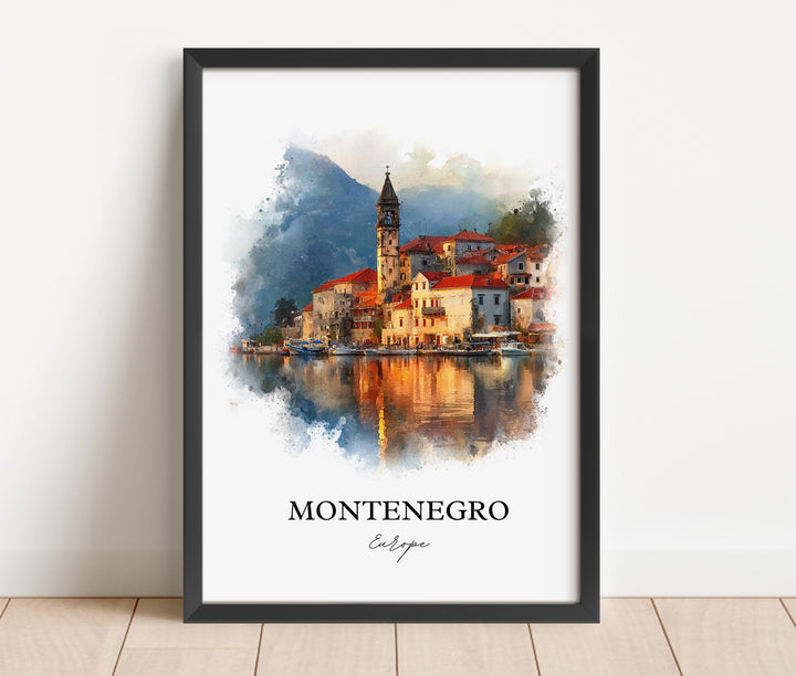Montenegro Wall Art, Montenegro Print, Montenegro Watercolor Art, Montenegro Europe Gift, Travel Print, Travel Poster, Housewarming Gift
