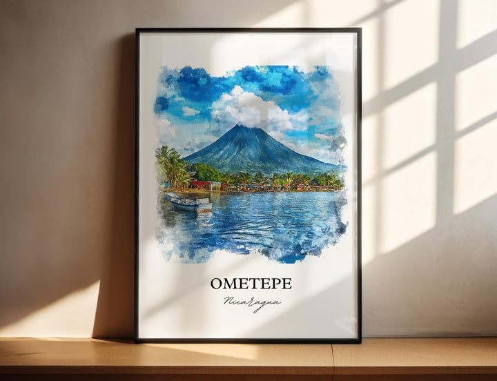 Ometepe Wall Art, Lake Nicaragua Print, Nicaragua Watercolor Art, Ometepe Gift, Travel Print, Travel Poster, Housewarming Gift