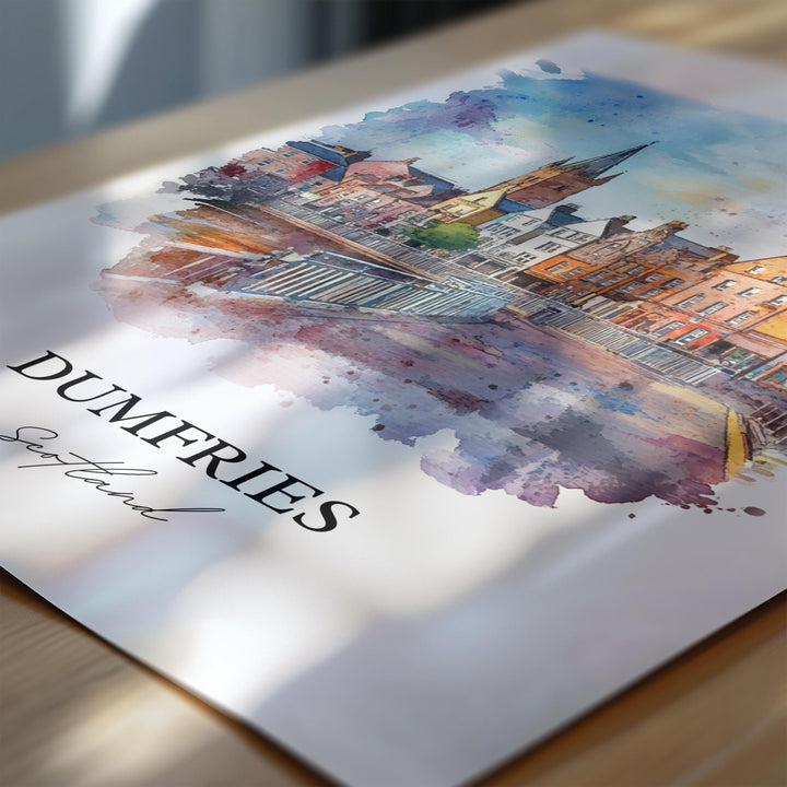 Dumfries Wall Art, Dumfries and Galloway Print, Scotland Artwork, Dumfries Scotland Gift, Travel Print, Travel Poster, Housewarming Gift
