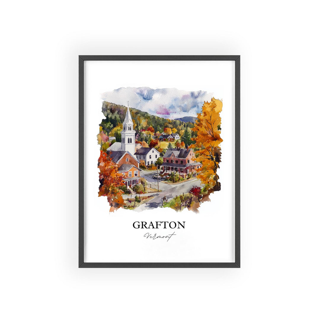 Grafton VT Wall Art, Windham County Print, Vermont Watercolor Art, Grafton Vermont Gift, Travel Print, Travel Poster, Housewarming Gift