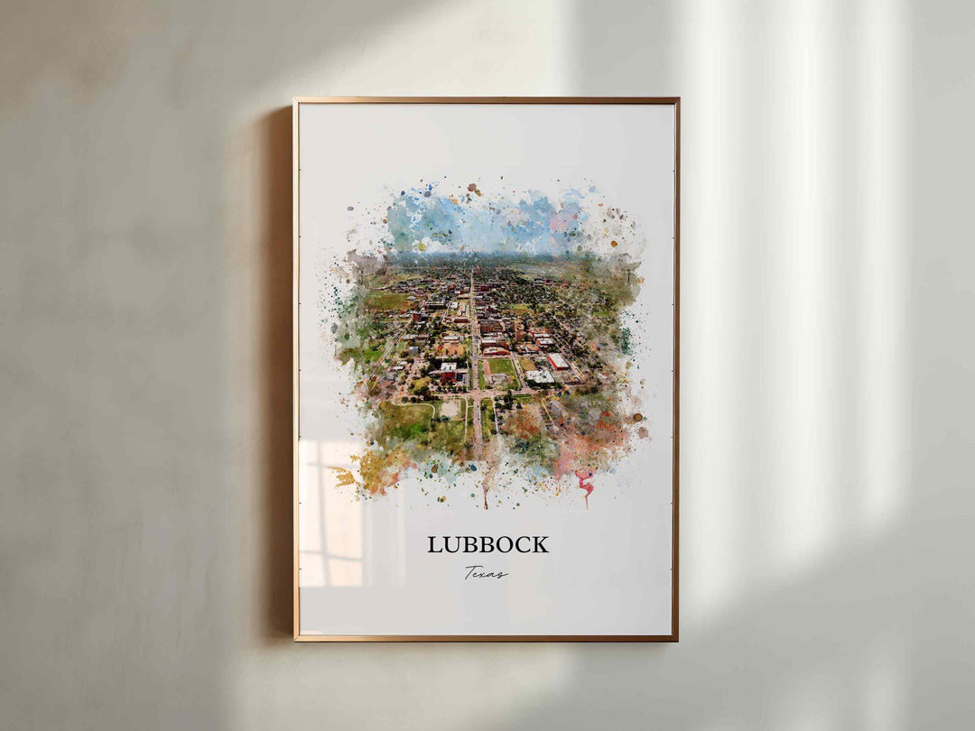 Lubbock, Texas – Watercolor Art Print