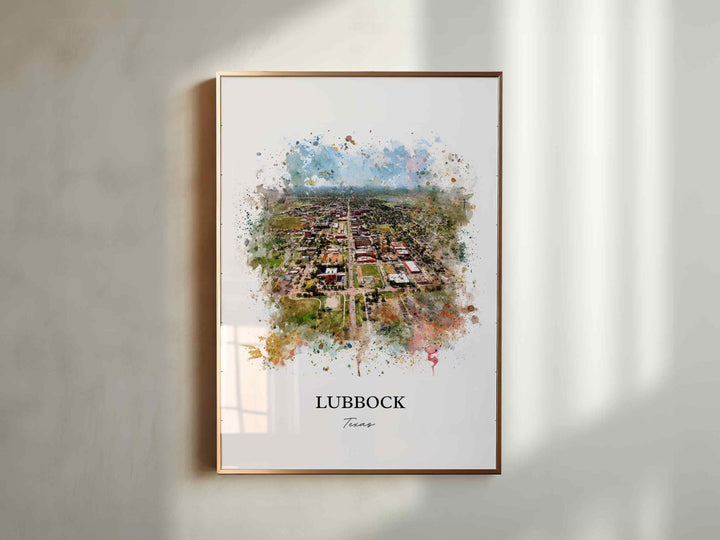 Lubbock, Texas – Watercolor Art Print