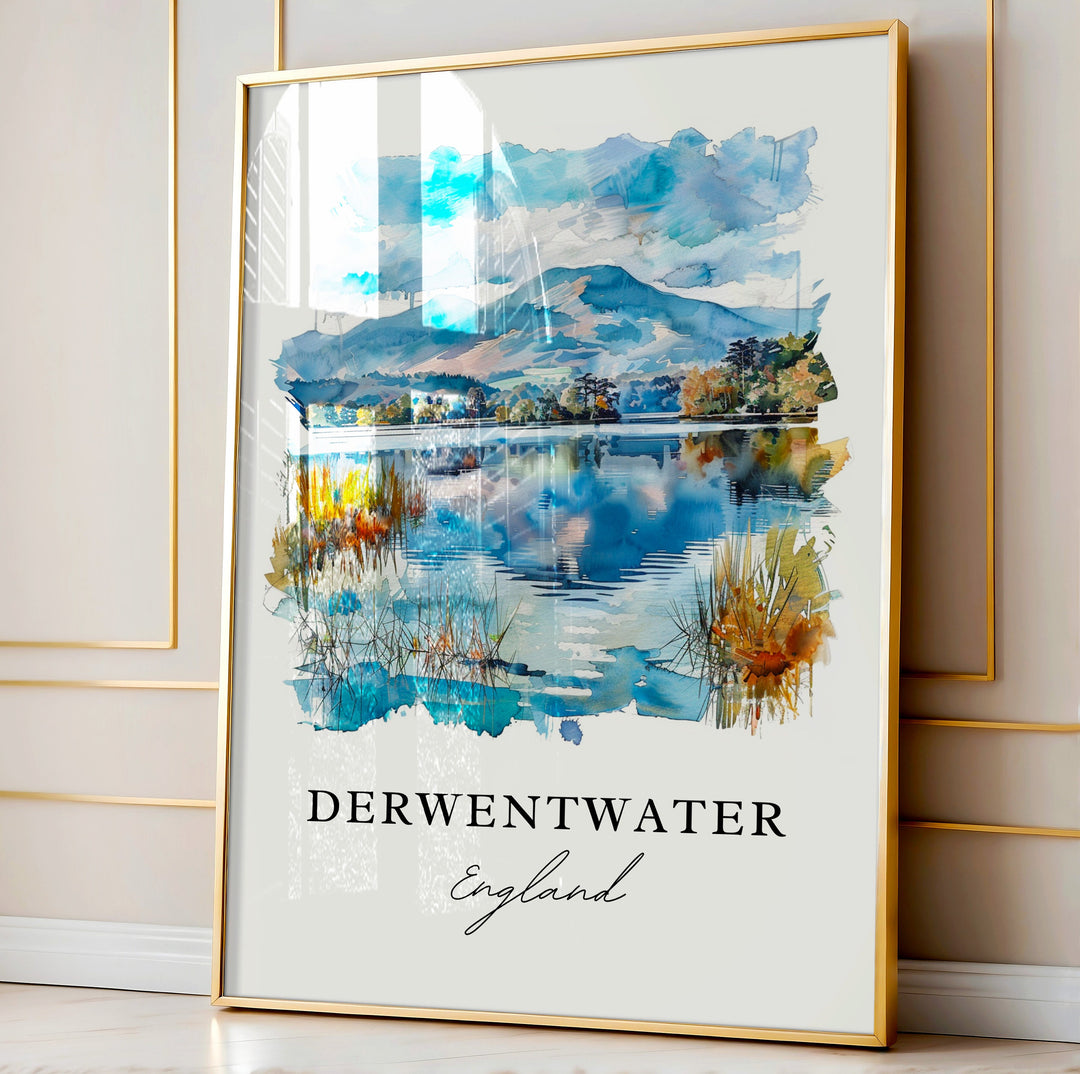 Derwentwater Wall Art, Derwentwater England Print, Derwentwater Watercolor, England Gift,