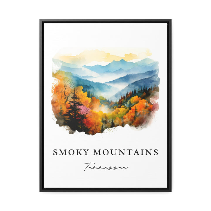 Great Smoky Mountains traditional travel art - Tennessee, Smoky Mtn poster print, Wedding gift, Birthday present, Custom Text, Perfect Gift