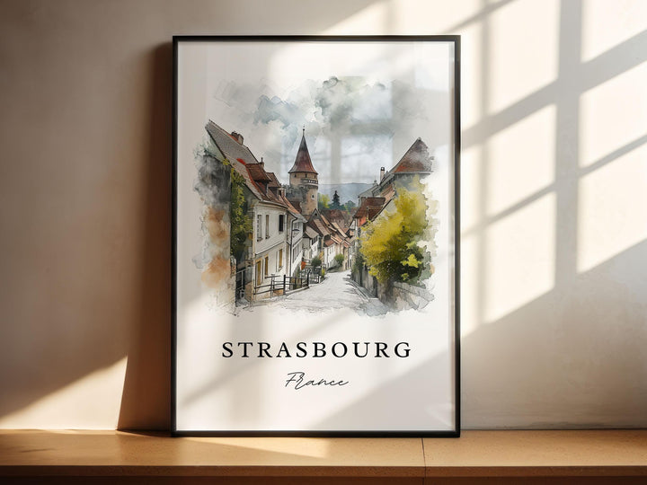 Strasbourg traditional travel art - France, Strasbourg print, Wedding gift, Birthday present, Custom Text, Perfect Gift