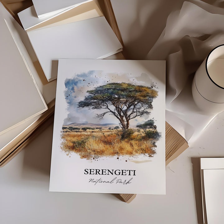 Serengeti National Park Art, Tanzania Print, Tanzania Watercolor, Serengeti National Park, Travel Print, Travel Poster, Housewarming Gift