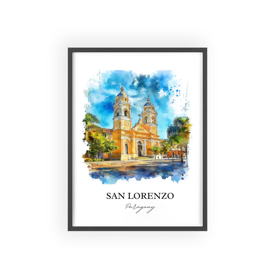 San Lorenzo, Paraguay – Watercolor Art Print