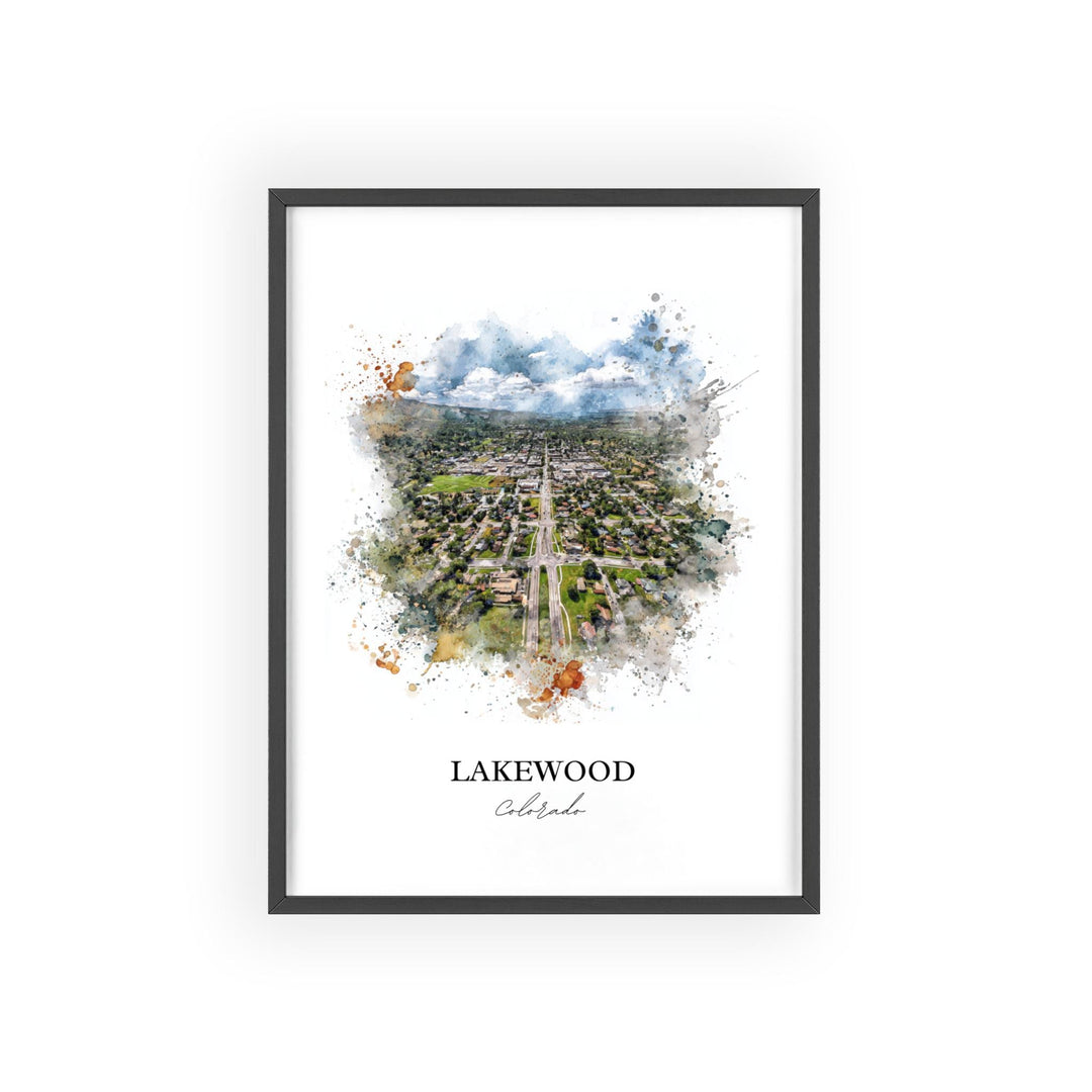 Lakewood CO Wall Art, Lakewood Print, Colorado Watercolor Art, Jefferson County CO Gift, Travel Print, Travel Poster, Housewarming Gift