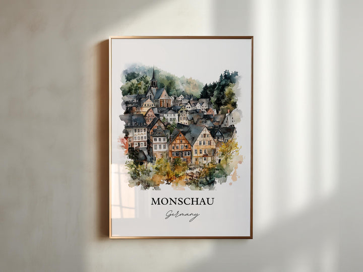 Monschau Wall Art, Eifel Region Print, Germany Watercolor Art, Monschau Germany Gift, Travel Print, Travel Poster, Housewarming Gift