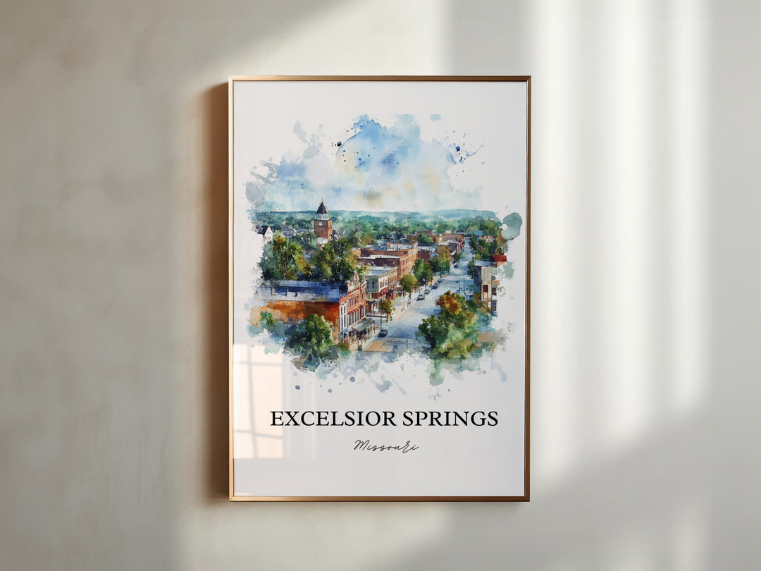 Excelsior Springs, Missouri, USA – Watercolor Art Print