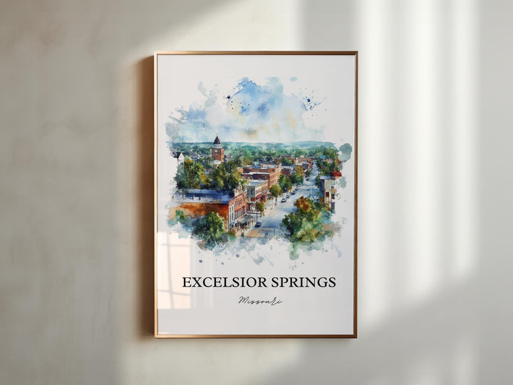 Excelsior Springs, Missouri, USA – Watercolor Art Print