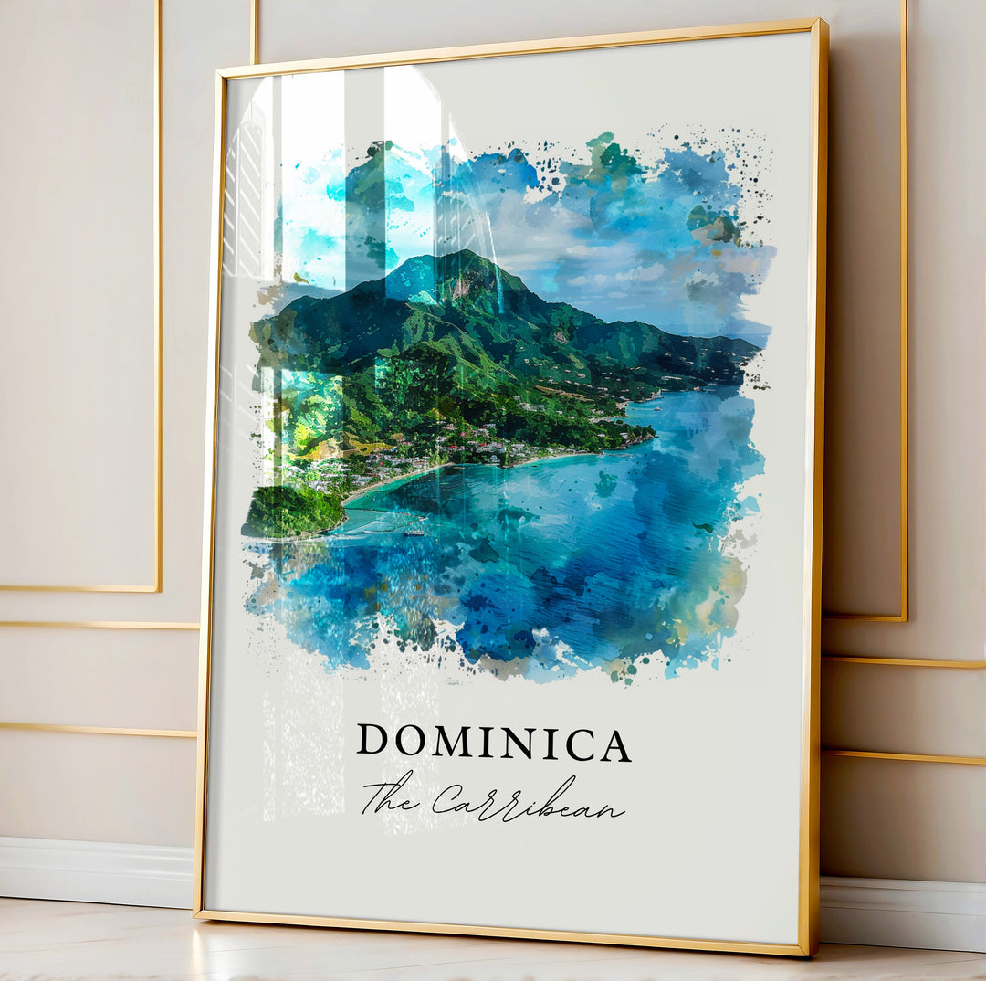 Dominica Wall Art, Dominica Caribbean Print, Dominica Island Watercolor, Dominica Gift,