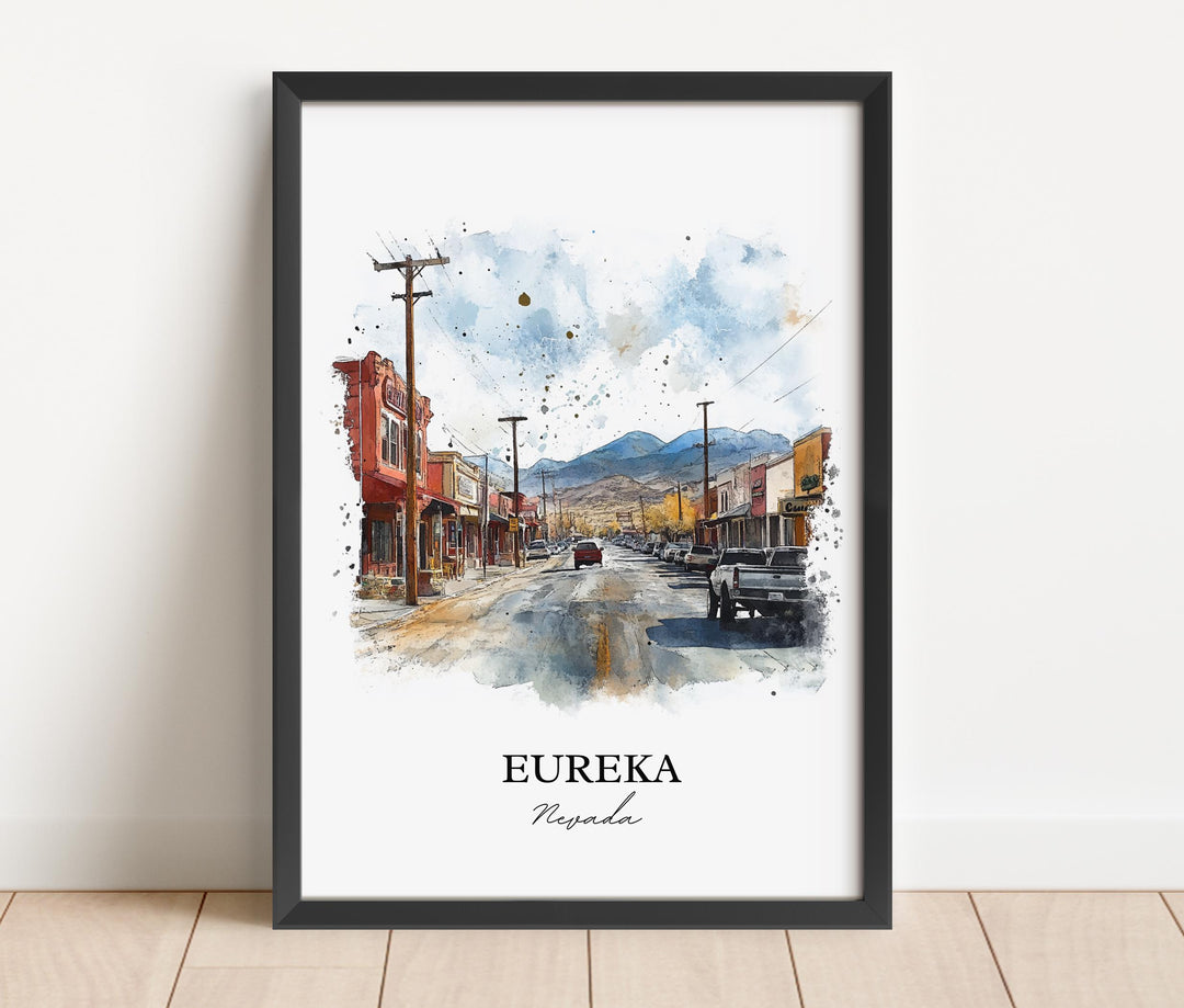 Eureka NV Wall Art, Eureka Nevada Print, Nevada Watercolor, Eureka Nevada Gift, Travel Print, Travel Poster, Housewarming Gift