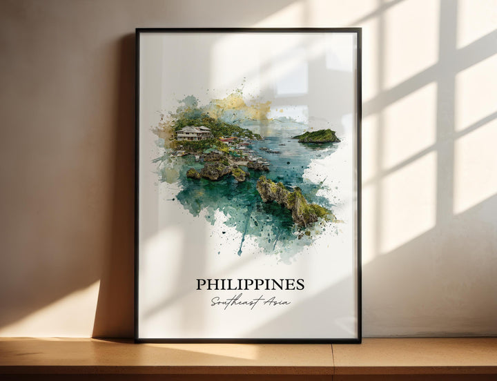 Philippines Wall Art, Philippines Print, Philippines Watercolor Art, Philippines Gift, Travel Print, Travel Poster, Housewarming Gift