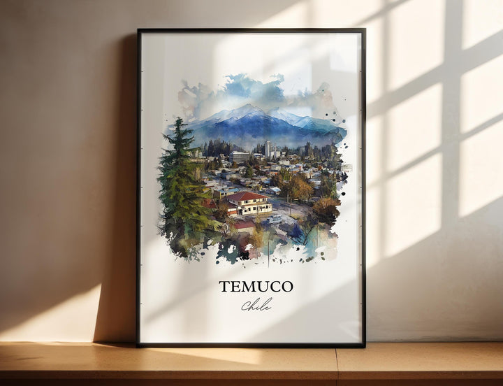 Temuco Chile Wall Art, Araucanía Region Print, Chile Watercolor Art, Temuco Chile Gift, Travel Print, Travel Poster, Housewarming Gift
