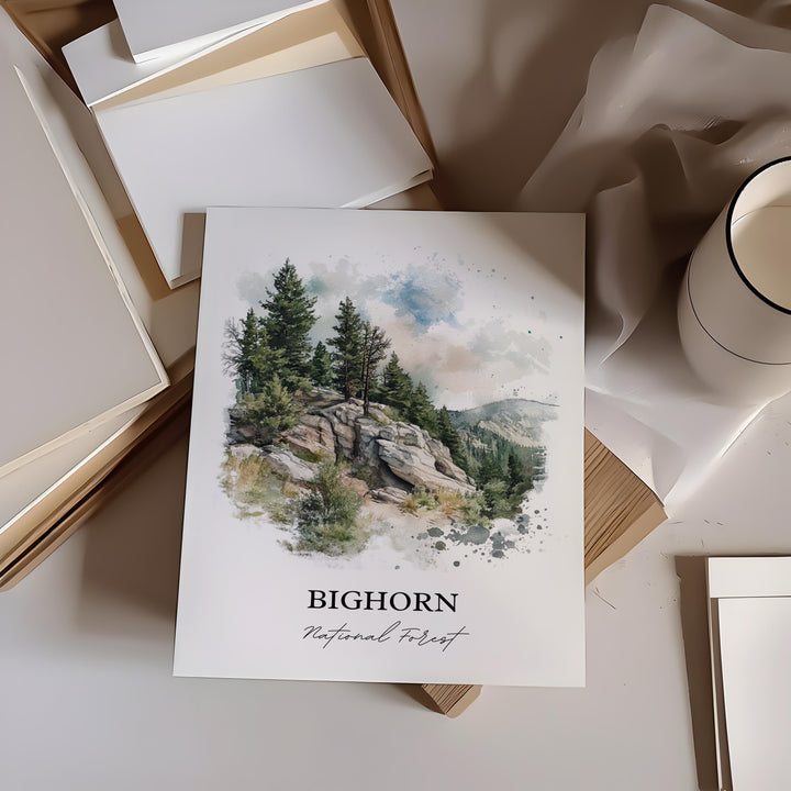 Bighorn National Forest, USA – Watercolor Art Print